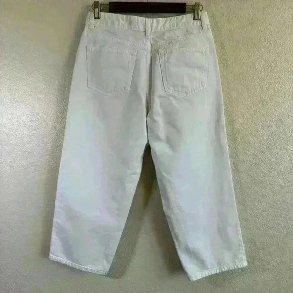 L. L. Bean Classic Fit Straight Cropped High Rise 100% Cotton Jeans White 8 Reg - Picture 3 of 7